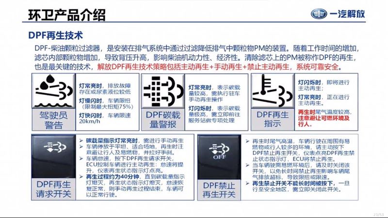 國六解放灑水車(chē)DPF再生技術(shù)故障燈故障碼解讀 國六解放灑水車(chē)DPF再生技術(shù)故障燈故障碼解讀